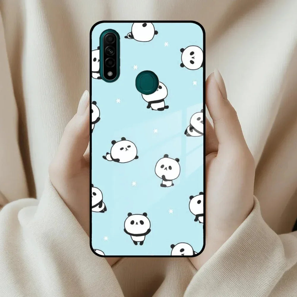 Cute Panda Blue Glass Case Cover For Oppo - ShopOnCliQ