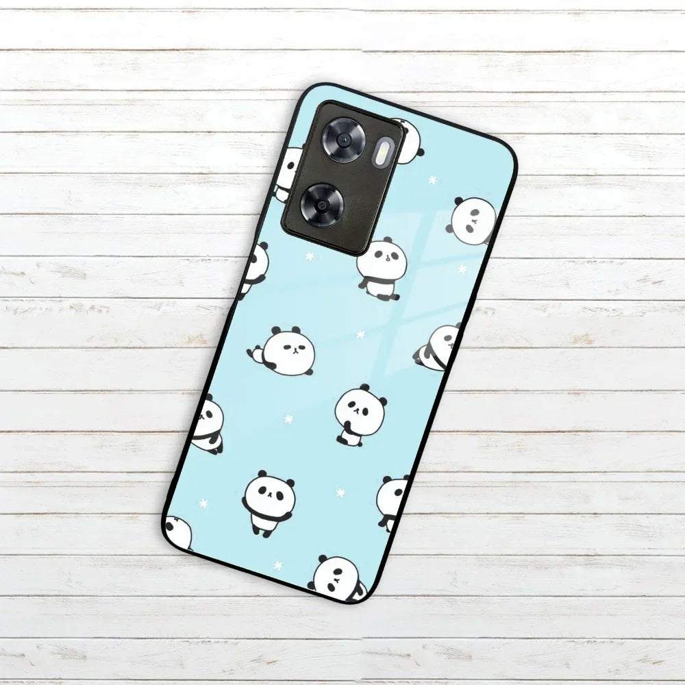 Cute Panda Blue Glass Case Cover For Oppo - ShopOnCliQ