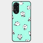 Cute Panda Blue Glass Case Cover For Oppo A78 5G