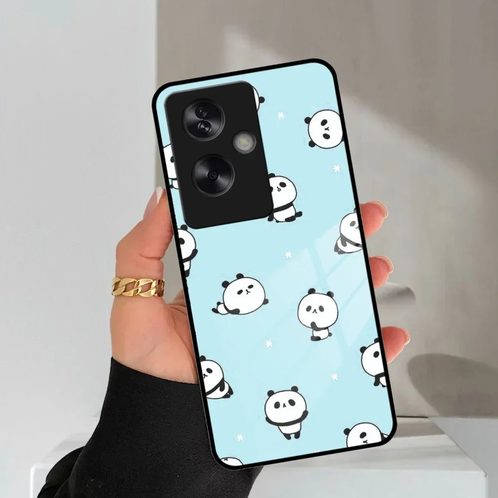 Cute Panda Blue Glass Case Cover For Oppo - ShopOnCliQ