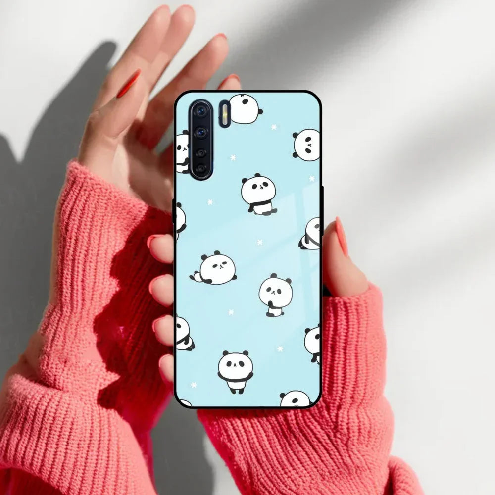 Cute Panda Blue Glass Case Cover For Oppo - ShopOnCliQ