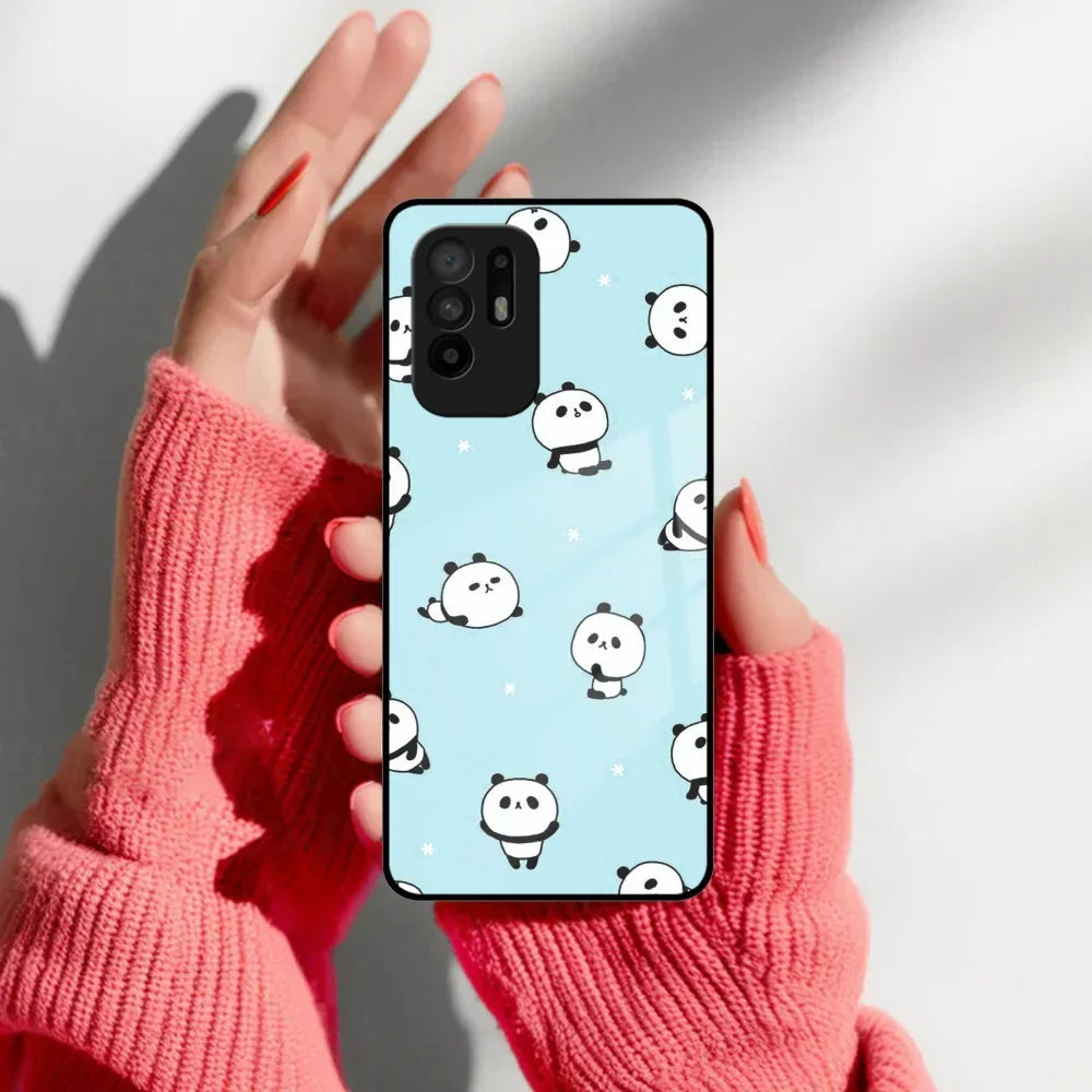 Cute Panda Blue Glass Case Cover For Oppo - ShopOnCliQ