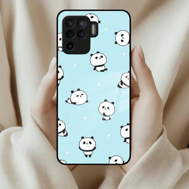 Cute Panda Blue Glass Case Cover For Oppo - ShopOnCliQ