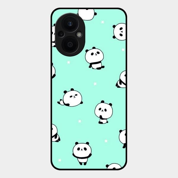 Cute Panda Blue Glass Case Cover For Oppo F21 Pro 5G