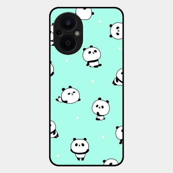 Cute Panda Blue Glass Case Cover For Oppo F21S Pro 5G