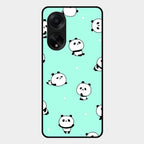 Cute Panda Blue Glass Case Cover For Oppo F23 5G