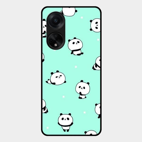 Cute Panda Blue Glass Case Cover For Oppo F23 5G