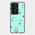 Cute Panda Blue Glass Case Cover For Oppo F25 Pro 5G