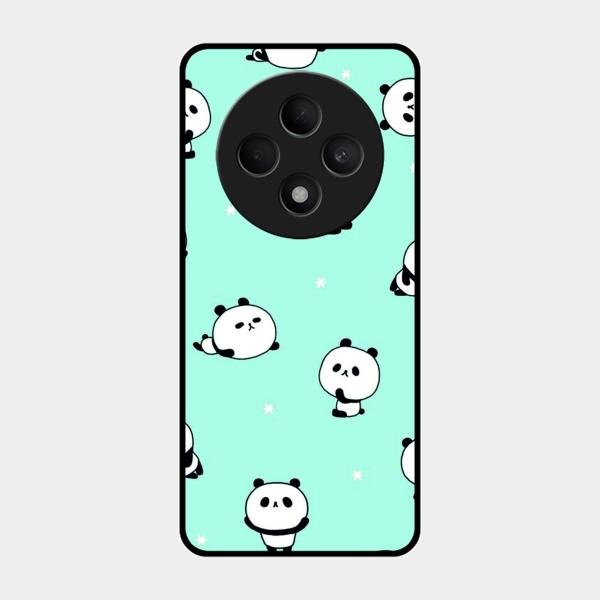 Cute Panda Blue Glass Case Cover For Oppo F27 5G