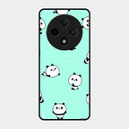 Cute Panda Blue Glass Case Cover For Oppo F27 Pro Plus 5G