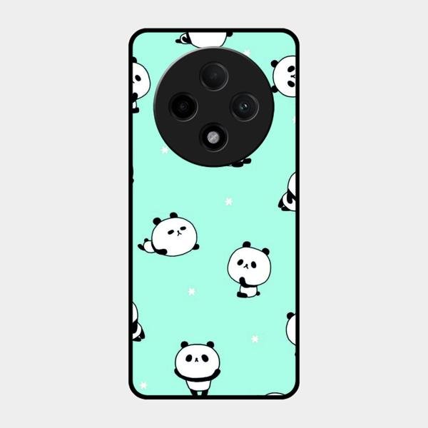 Cute Panda Blue Glass Case Cover For Oppo F27 Pro Plus 5G