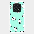 Cute Panda Blue Glass Case Cover For Oppo F29 5G