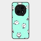 Cute Panda Blue Glass Case Cover For Oppo F29 Pro 5G