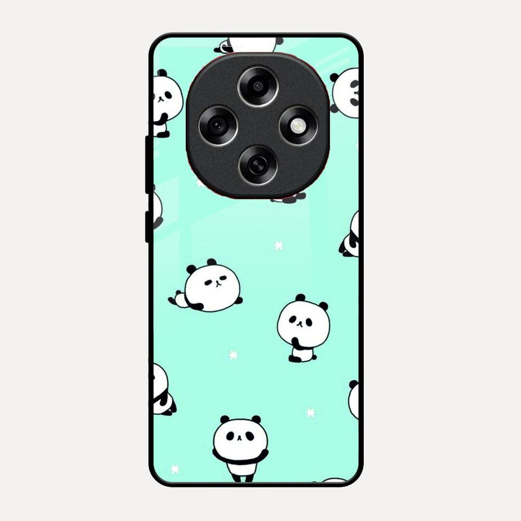 Cute Panda Blue Glass Case Cover For Oppo F31 Pro 5G