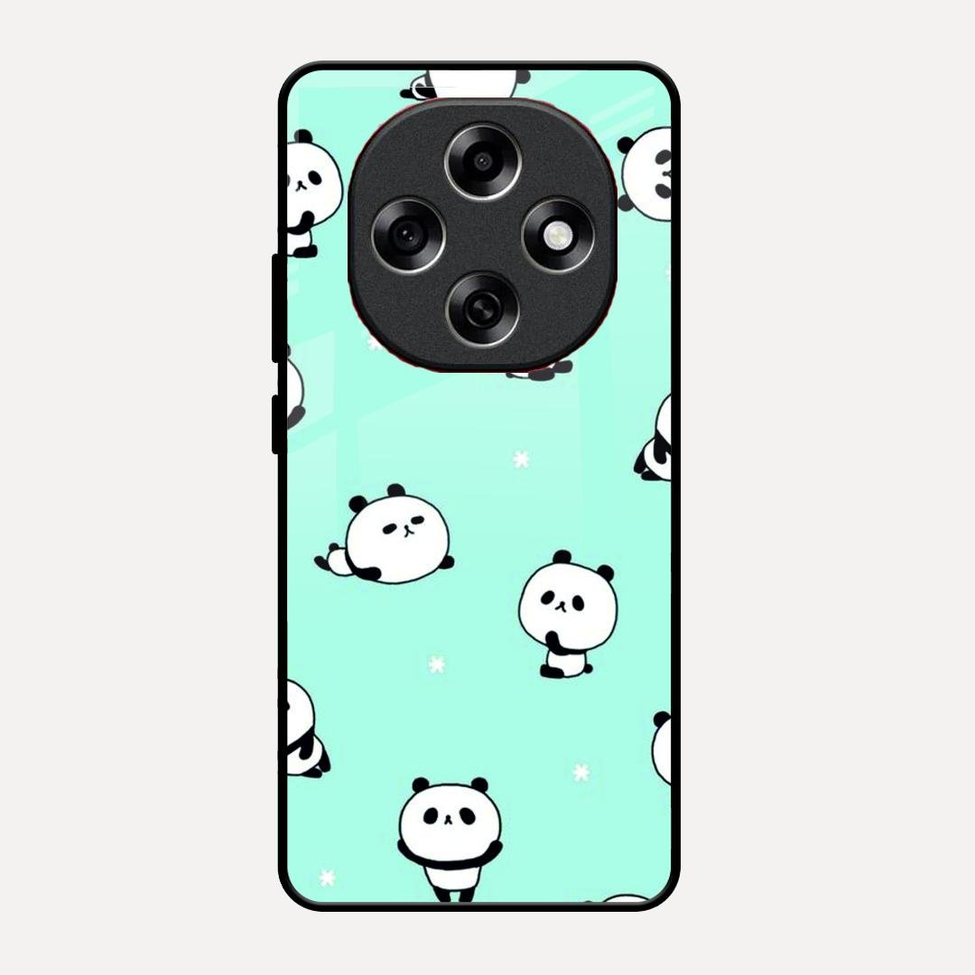 Cute Panda Blue Glass Case Cover For Oppo F31 Pro 5G