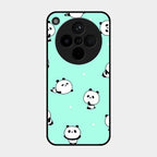 Cute Panda Blue Glass Case Cover For Oppo Find X8 5G