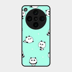 Cute Panda Blue Glass Case Cover For Oppo Find X8 Pro 5G