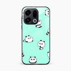 Cute Panda Blue Glass Case Cover For Oppo Find X9 5G
