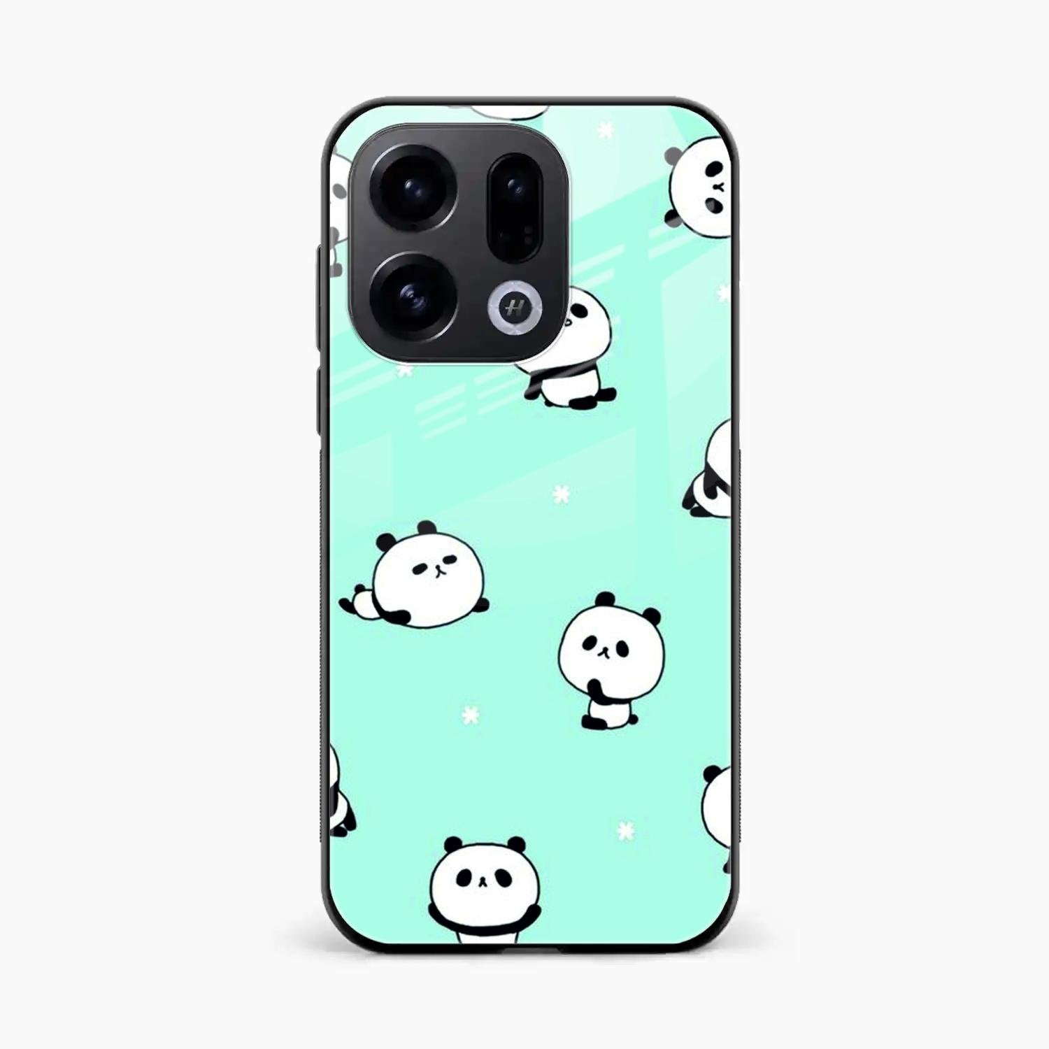 Cute Panda Blue Glass Case Cover For Oppo Find X9 5G