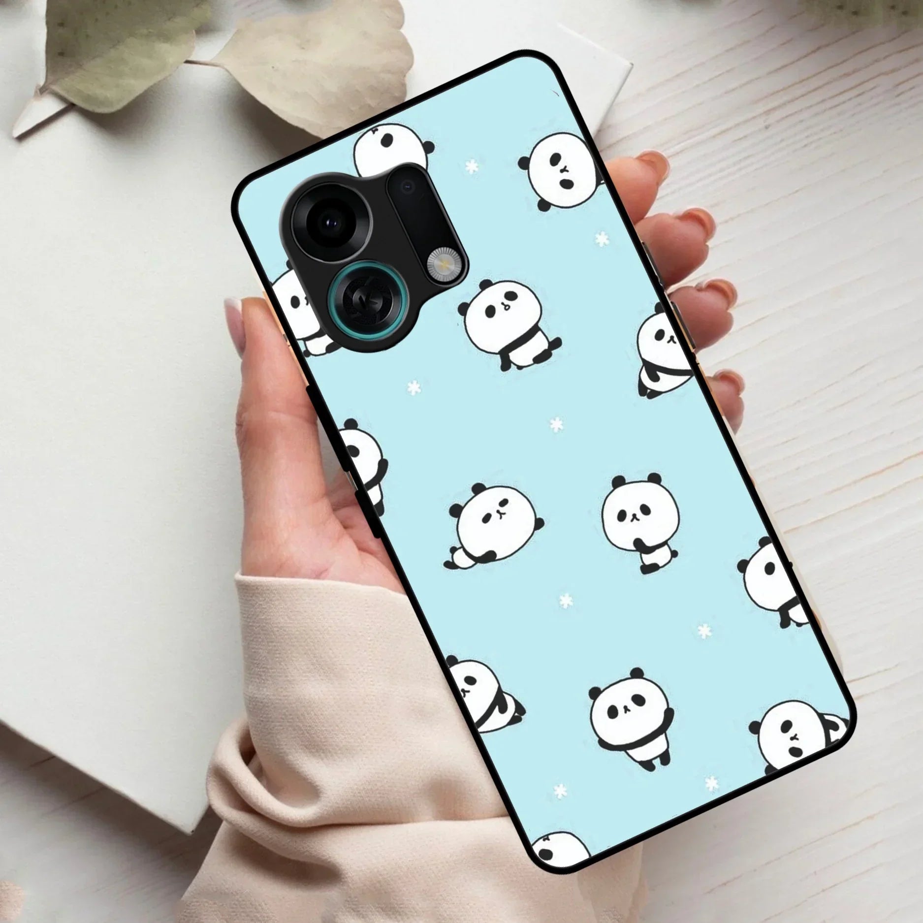 Cute Panda Blue Glass Case Cover For Oppo - ShopOnCliQ