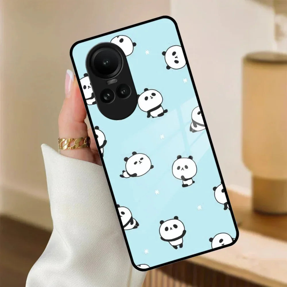 Cute Panda Blue Glass Case Cover For Oppo - ShopOnCliQ