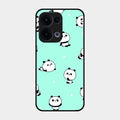 Cute Panda Blue Glass Case Cover For Oppo Reno 13 5G