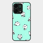 Cute Panda Blue Glass Case Cover For Oppo Reno 14 5G