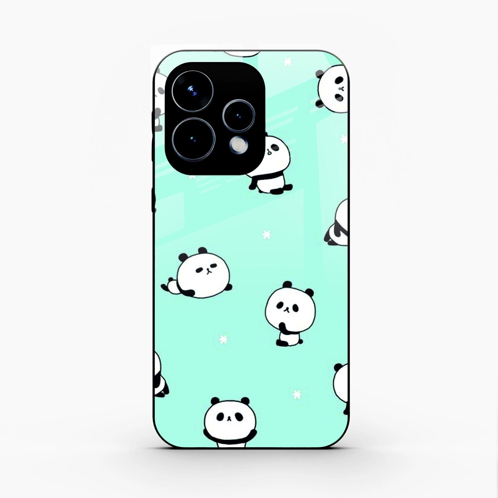 Cute Panda Blue Glass Case Cover For Oppo Reno 15 5G