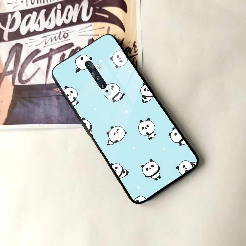 Cute Panda Blue Glass Case Cover For Oppo - ShopOnCliQ