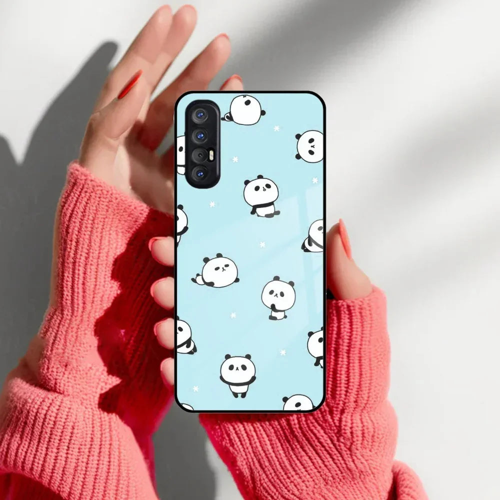 Cute Panda Blue Glass Case Cover For Oppo - ShopOnCliQ