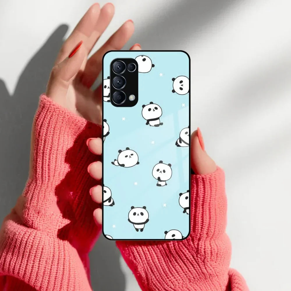 Cute Panda Blue Glass Case Cover For Oppo - ShopOnCliQ