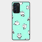 Cute Panda Blue Glass Case Cover For Oppo Reno 6 5G