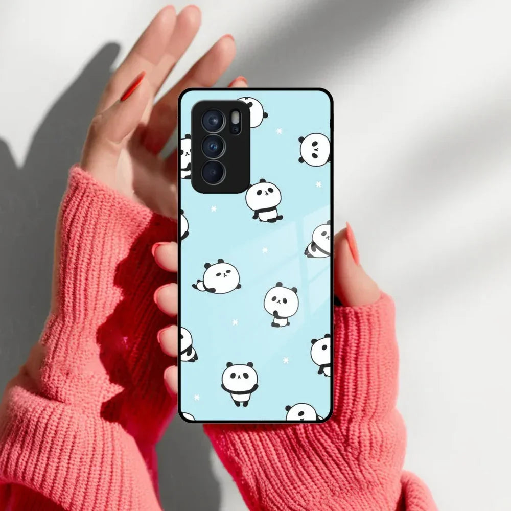 Cute Panda Blue Glass Case Cover For Oppo - ShopOnCliQ