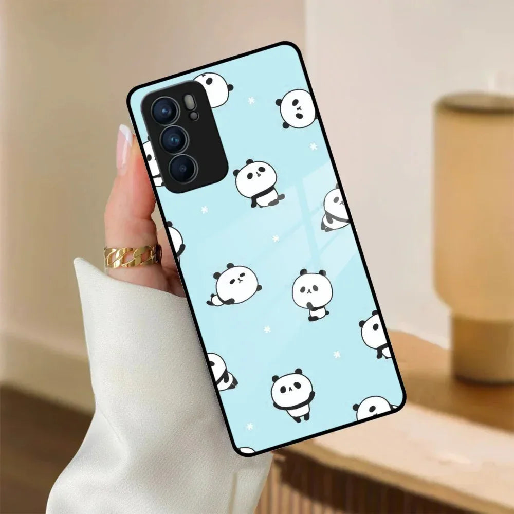 Cute Panda Blue Glass Case Cover For Oppo - ShopOnCliQ