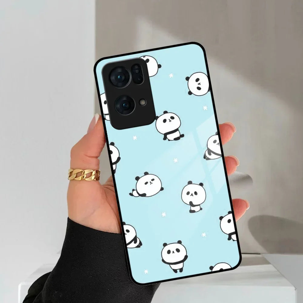 Cute Panda Blue Glass Case Cover For Oppo - ShopOnCliQ