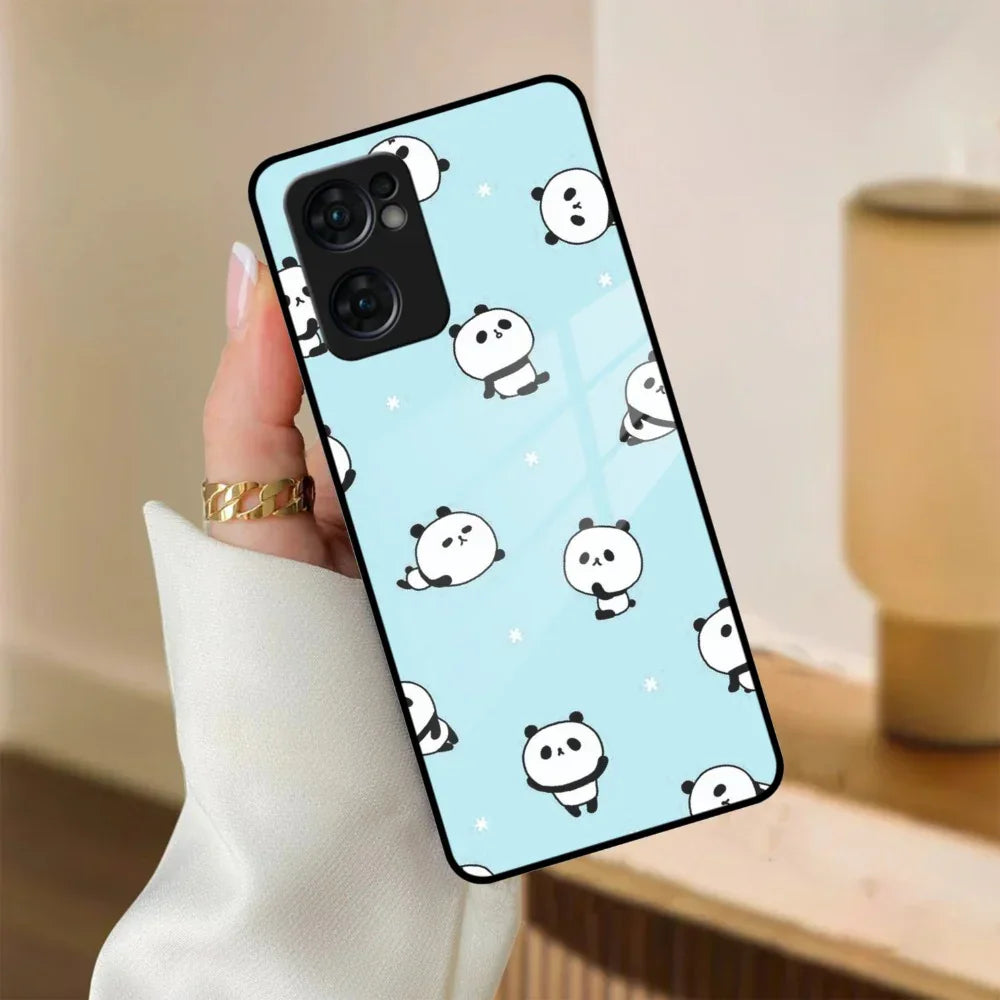 Cute Panda Blue Glass Case Cover For Oppo - ShopOnCliQ
