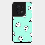 Cute Panda Blue Glass Case Cover For Oppo Reno 8 5G