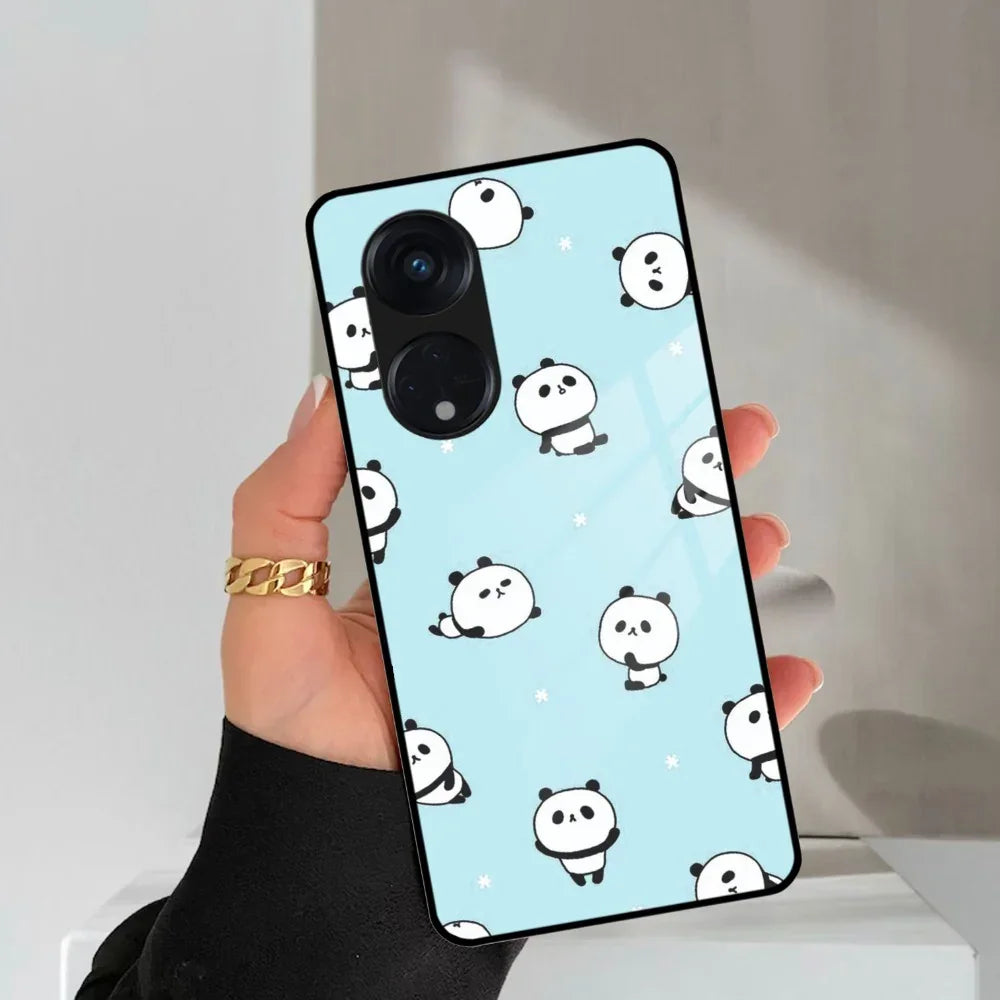 Cute Panda Blue Glass Case Cover For Oppo - ShopOnCliQ