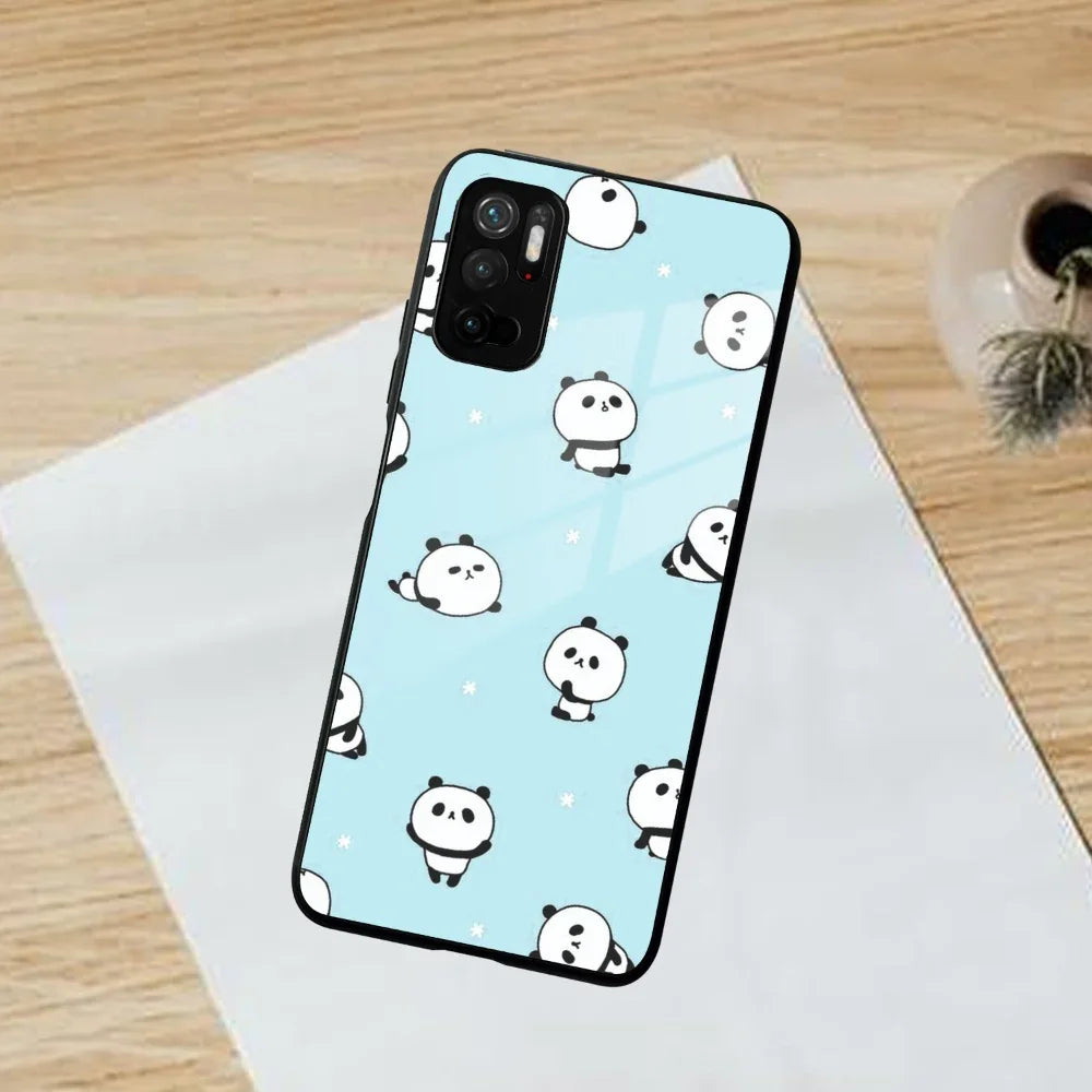 Cute Panda Blue Glass Case Cover For Poco - ShopOnCliQ