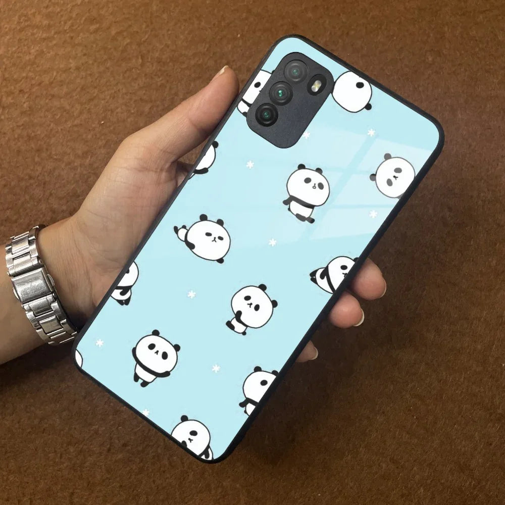 Cute Panda Blue Glass Case Cover For Poco - ShopOnCliQ