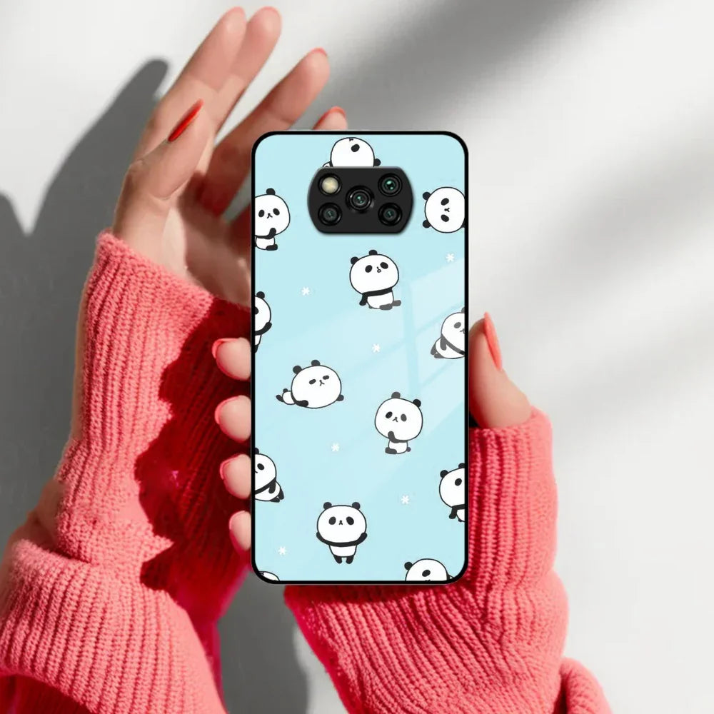 Cute Panda Blue Glass Case Cover For Poco - ShopOnCliQ