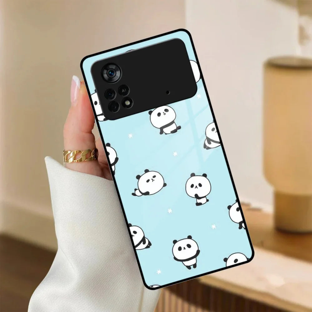 Cute Panda Blue Glass Case Cover For Poco - ShopOnCliQ
