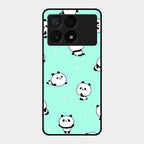 Cute Panda Blue Glass Case Cover For Poco X6 Pro 5G
