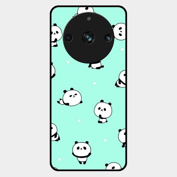 Cute Panda Blue Glass Case Cover For Realme 11 Pro Plus 5G