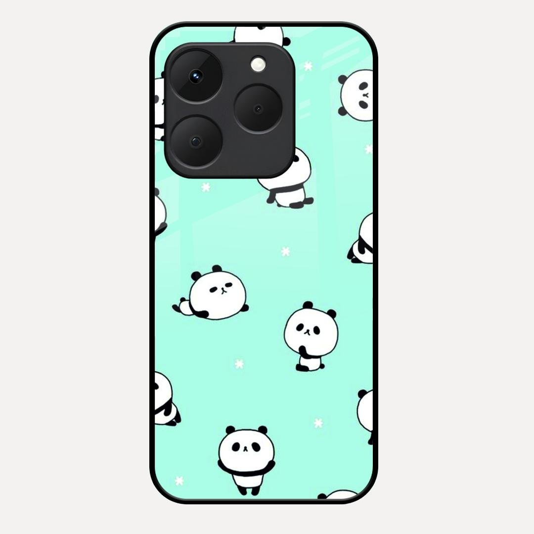 Cute Panda Blue Glass Case Cover For Realme 15T 5G