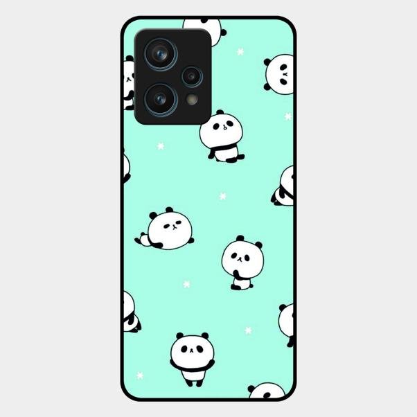 Cute Panda Blue Glass Case Cover For Realme 9 Pro Plus 5G