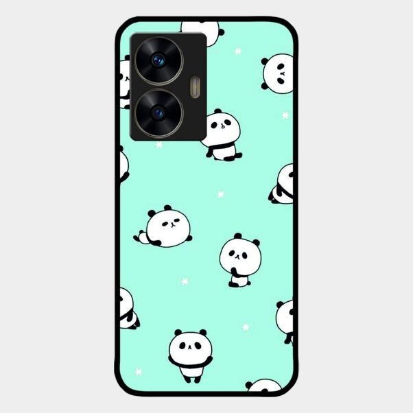 Cute Panda Blue Glass Case Cover For Realme C55