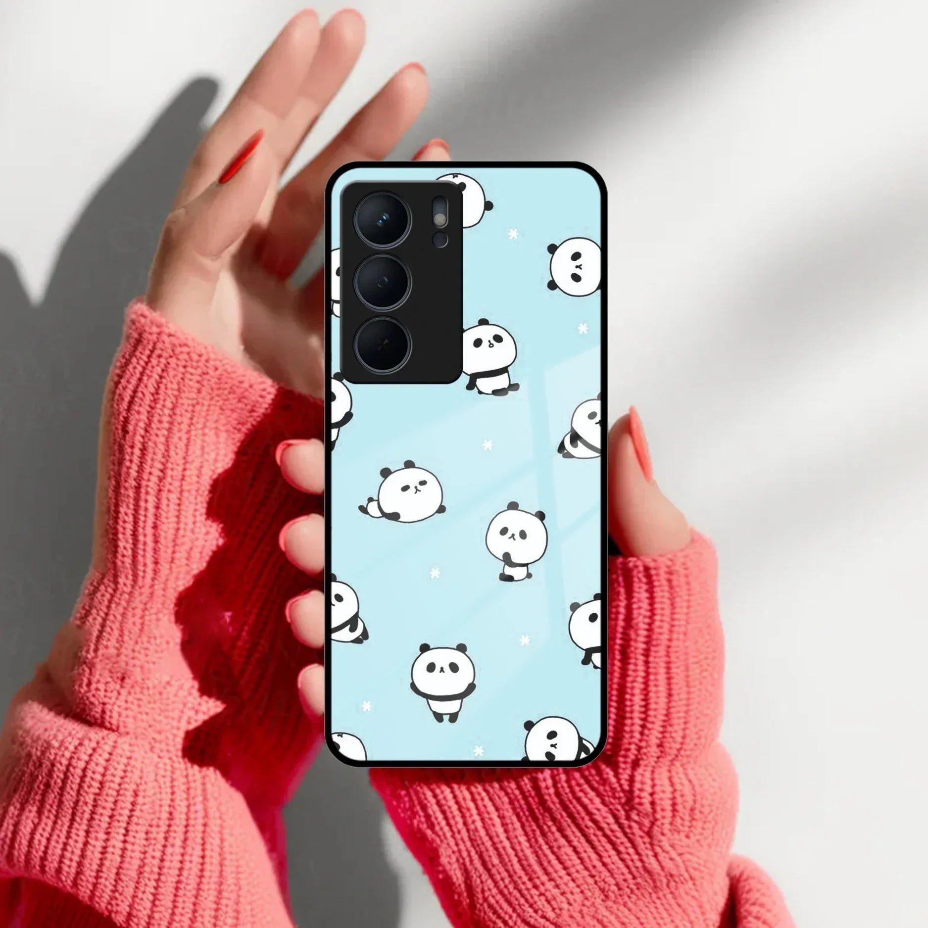 Cute Panda Blue Glass Case Cover For Realme/Narzo - ShopOnCliQ