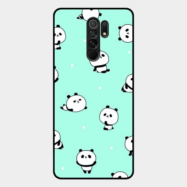 Cute Panda Blue Glass Case Cover For Redmi 9 Prime