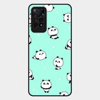 Cute Panda Blue Glass Case Cover For Redmi Note 11 Pro 5G
